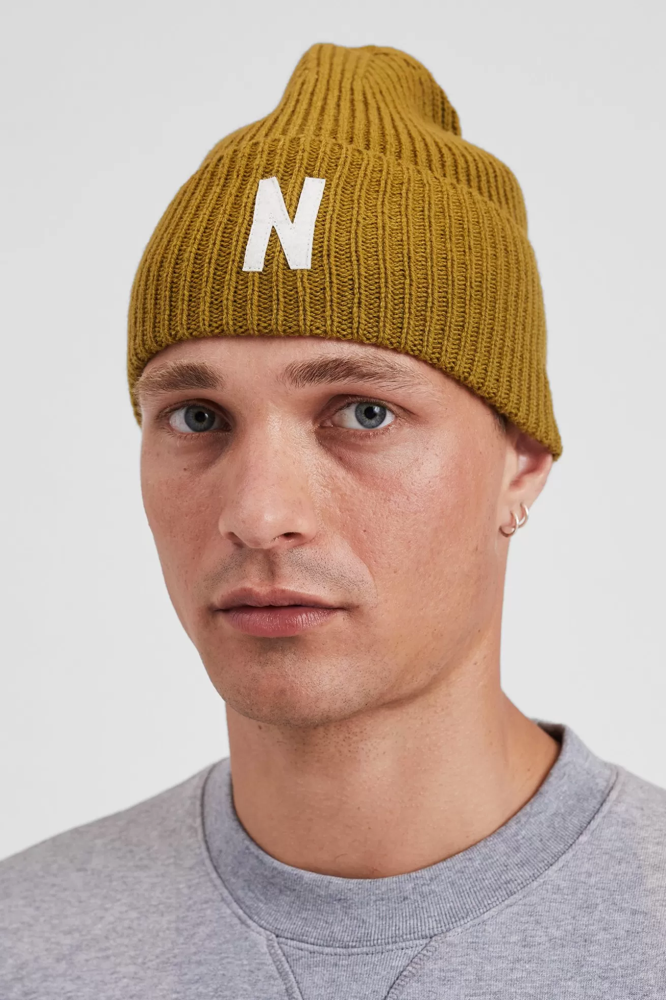 Norse Projects Merino Lambswool Rib N Logo Beanie